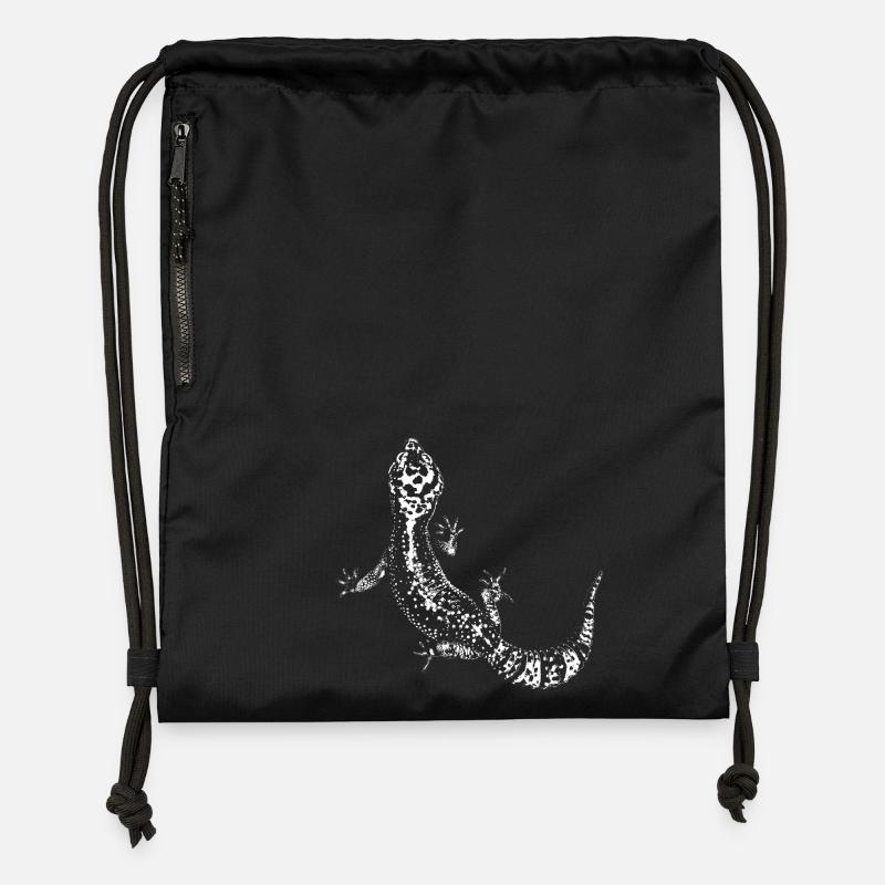 Gecko / Leopard gecko - Gymsac made from recycled material - black