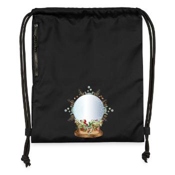 Boule à neige nostalgique vide à étiqueter - Sac à cordon en polyester recyclé - noir - Devant