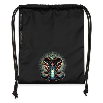 motif serpent Cobra dynamique et coloré - Sac à cordon en polyester recyclé - noir - Devant