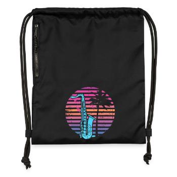 Saxophone des années 90 - Sac à cordon en polyester recyclé - noir - Devant