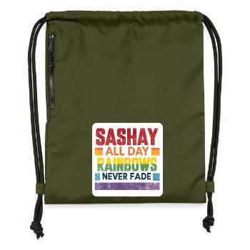 LGBTQIA+ Aufkleber Gay Pride Sashay den ganzen Tag - Turnbeutel aus Recycling-Material - military Green - Vorne