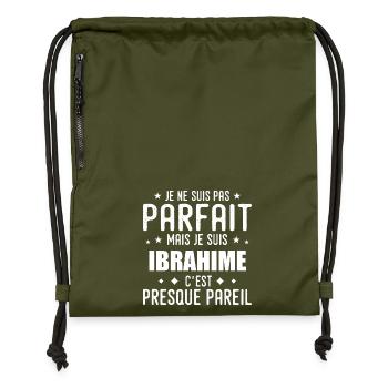 Ibrahime: authentisch, unvollkommen, oben, Perfektion - Turnbeutel aus Recycling-Material - military Green - Vorne