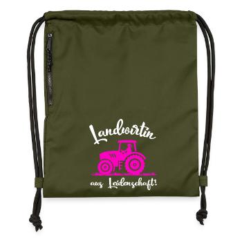 Landwirtin Aus Leidenschaft Landwirtschaft Sprüche - Turnbeutel aus Recycling-Material - military Green - Vorne