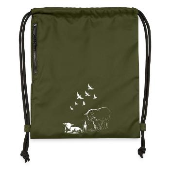 Agneaux imbolc avec bougies et pigeons volants - Sac à cordon en polyester recyclé - military green - Devant