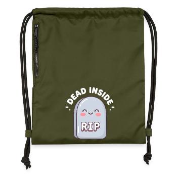 Cute RIP Tombstone Design - Gymsac made from recycled material - military green - Front