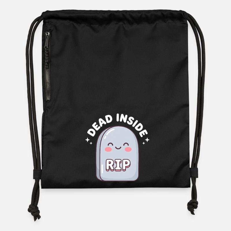 Charmant design de pierres tombales RIP - Sac à cordon en polyester recyclé - noir