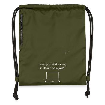 Neustart Humor Laptop Spruch - Turnbeutel aus Recycling-Material - military Green - Vorne