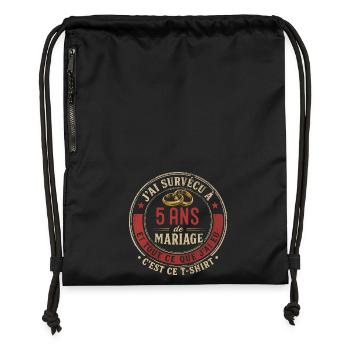 Humour Anniversaire : J'ai Survécu à 5 Ans - Sac à cordon en polyester recyclé - noir - Devant