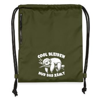Süßes schläfriges Faultier - cool bleiben - Turnbeutel aus Recycling-Material - military Green - Vorne