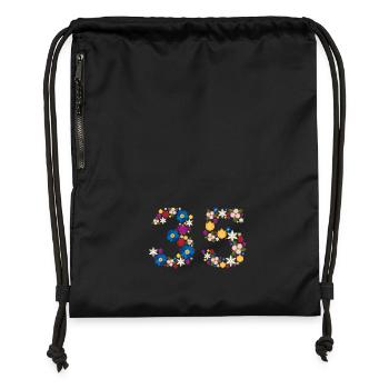 Fleurs 35 - Sac à cordon en polyester recyclé - noir - Devant