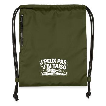 I Can't, I Taiso – Sporty & Disciplined T-Shirt - Gymsac made from recycled material - military green - Front