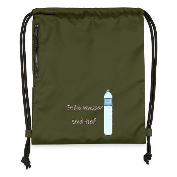 Les eaux calmes sont profondes, jeu de mots drôle - Sac à cordon en polyester recyclé - military green - Devant