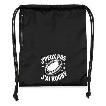 J’peux pas, j’ai rugby – T-shirt humour - Sac à cordon en polyester recyclé - noir - Devant