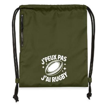 J’peux pas, j’ai rugby – T-shirt humour - Sac à cordon en polyester recyclé - military green - Devant