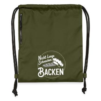 Nicht lange schnacken einfach backen - Turnbeutel aus Recycling-Material - military Green - Vorne