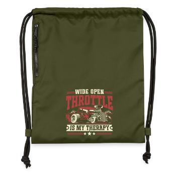 Vollgas ist meine Therapie - Drag Car Racing - Turnbeutel aus Recycling-Material - military Green - Vorne