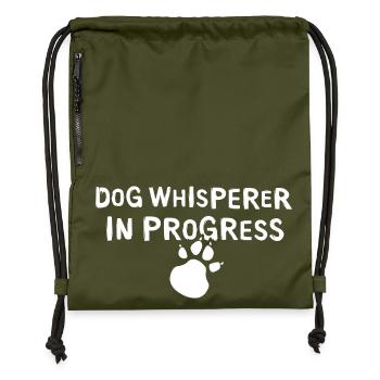 Chuchoteur de chien avec patte de chien - dictons amusants - Sac à cordon en polyester recyclé - military green - Devant