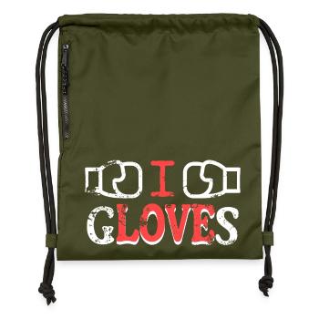 I Love Gloves Illustration Design - Gymsac made from recycled material - military green - Front