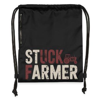 Tracteur agricole coincé, agriculteur agricole vintage - Sac à cordon en polyester recyclé - noir - Devant