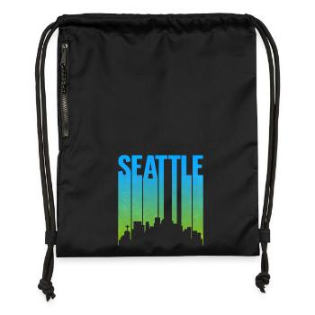 Seattle Neon Skyline Kunstdruck - Turnbeutel aus Recycling-Material - Schwarz - Vorne