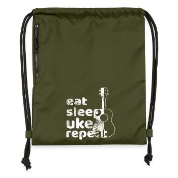 Eat, sleep, Ukulele, repeat! weiss - Turnbeutel aus Recycling-Material - military Green - Vorne