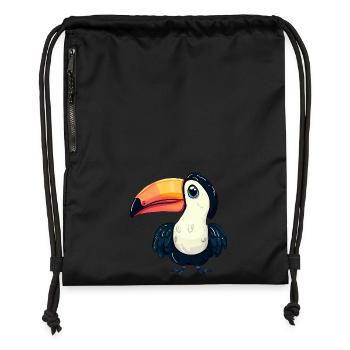Toucan : oiseau tropical par excellence - Sac à cordon en polyester recyclé - noir - Devant