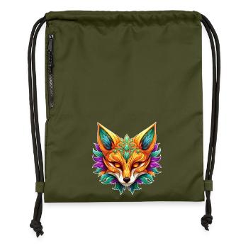Mardi Gras Fox Portrait - Gymsac made from recycled material - military green - Front