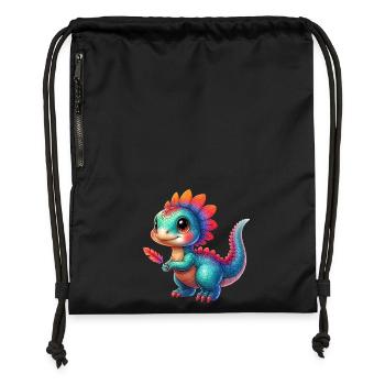 Dinosaurier - Turnbeutel aus Recycling-Material - Schwarz - Vorne