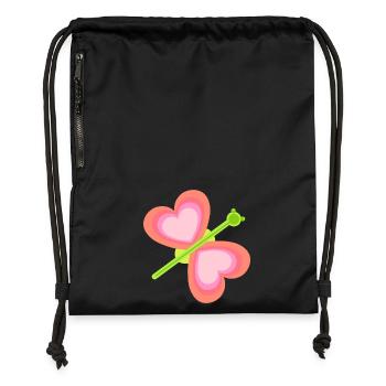 Coeur Papillon Printemps Enfant Bébé Insectes Années 80 - Sac à cordon en polyester recyclé - noir - Devant