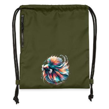 Leuchtender Betta Splendens, Kampffsich bunt - Turnbeutel aus Recycling-Material - military Green - Vorne