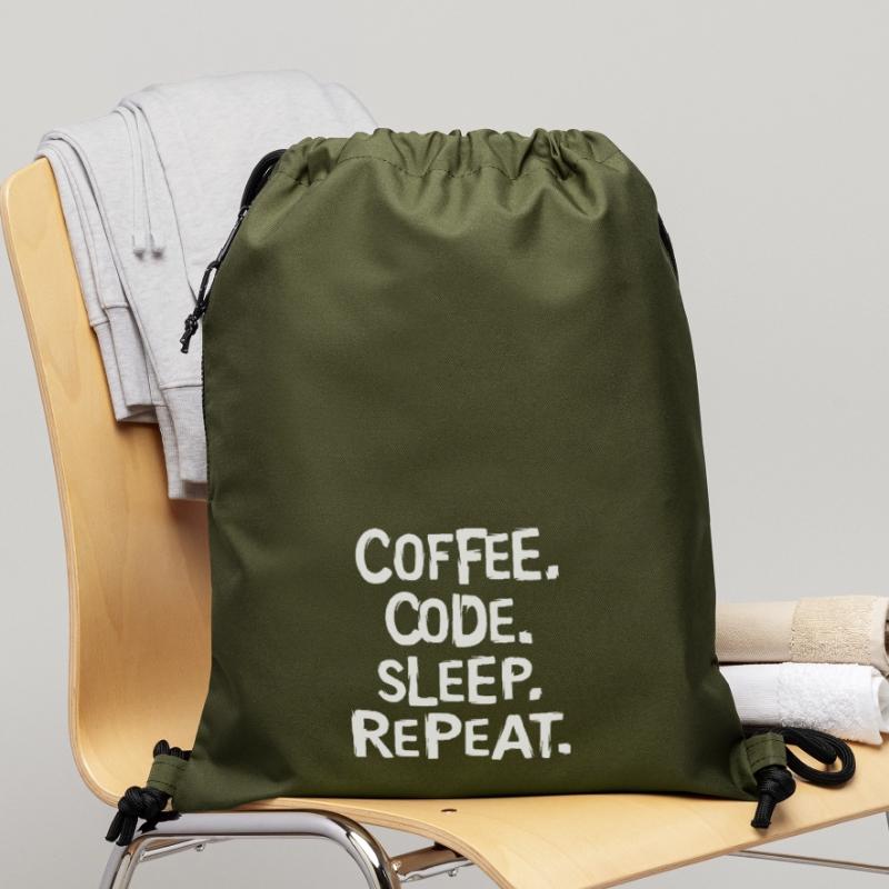 coffee code sleep - repeat Programmierer Arbeit Turnbeutel aus Recycling-Material