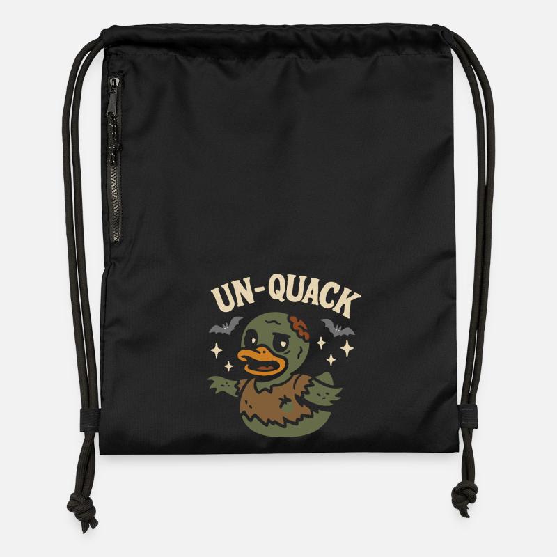 Canard en caoutchouc zombie et motif drôle de dicton « Un-Quack » - Sac à cordon en polyester recyclé - noir