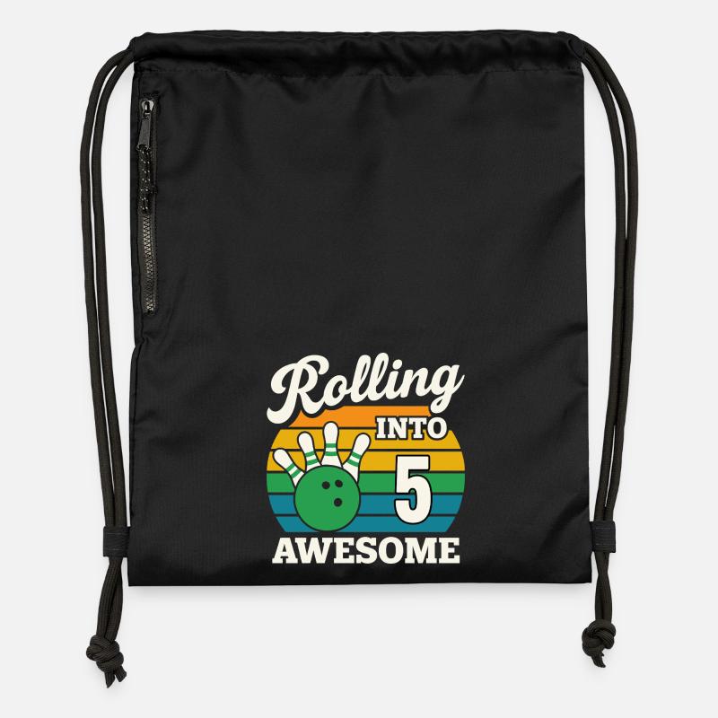 Légende du bowling 5e anniversaire Design - Sac à cordon en polyester recyclé - noir