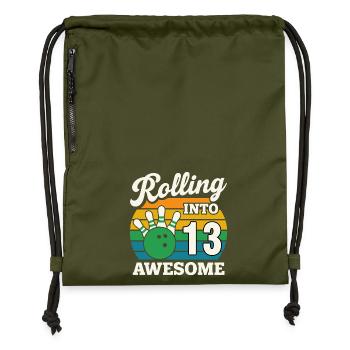 Retro Bowling 13. Geburtstag T-Shirt - Turnbeutel aus Recycling-Material - military Green - Vorne