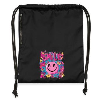 Sourire toute la journée - coeur papillon - Sac à cordon en polyester recyclé - noir - Devant