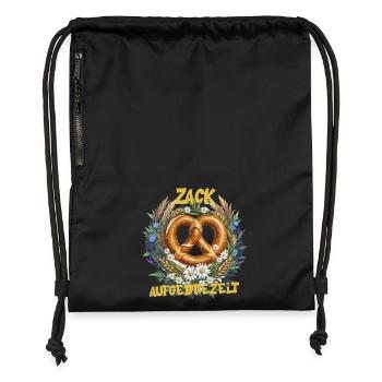 Zack Aufgebrezelt Ersatzdirndl Dirndlersatz Fest - Turnbeutel aus Recycling-Material - Schwarz - Vorne
