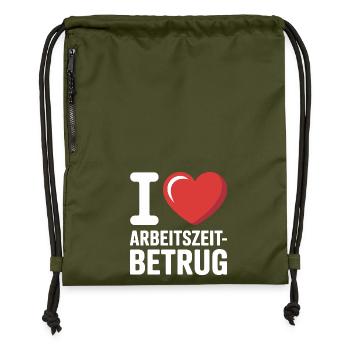 J’aime Temps de travail Fraude Pas de crime Bureau de l’emploi - Sac à cordon en polyester recyclé - military green - Devant