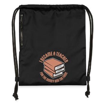 Je suis devenu professeur pour le logo de blague sur l’argent et la célébrité - Sac à cordon en polyester recyclé - noir - Devant