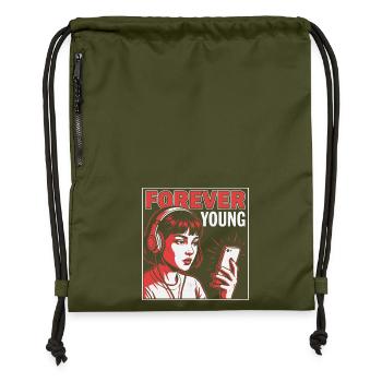 Forever Young, Funny Millennials Fun Shirt, Bag - Gymsac made from recycled material - military green - Front