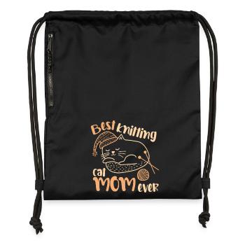Meilleure maman de chat tricotée de tous les temps - Sac à cordon en polyester recyclé - noir - Devant