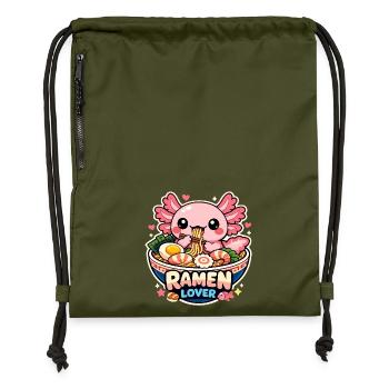 Axolotl Kawaii Ramen Essen Niedlich Geschenk - Turnbeutel aus Recycling-Material - military Green - Vorne