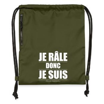 Je râle donc je suis – humour râleur râleuse - Sac à cordon en polyester recyclé - military green - Devant