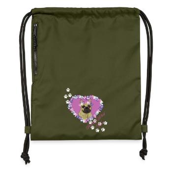 Visage de Sale Français au repos - Sac à cordon en polyester recyclé - military green - Devant