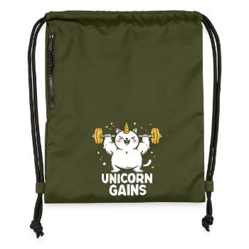Bodybuilding Katze Einhorn für Fitness - Turnbeutel aus Recycling-Material - military Green - Vorne