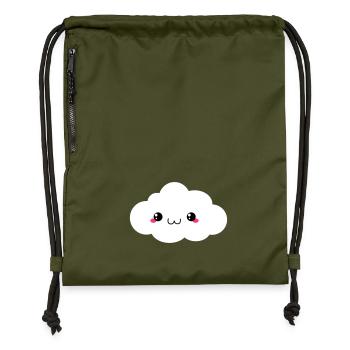 Happy Kawaii Cloud (nuage) - Sac à cordon en polyester recyclé - military green - Devant