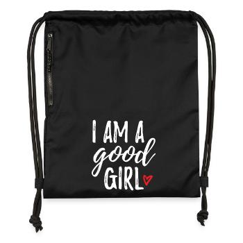I Am A Good Girl - Gymsac made from recycled material - military green - Front