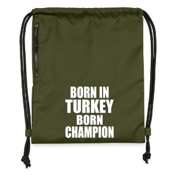 born in turkey born champion - Turquie - Sac à cordon en polyester recyclé - military green - Devant