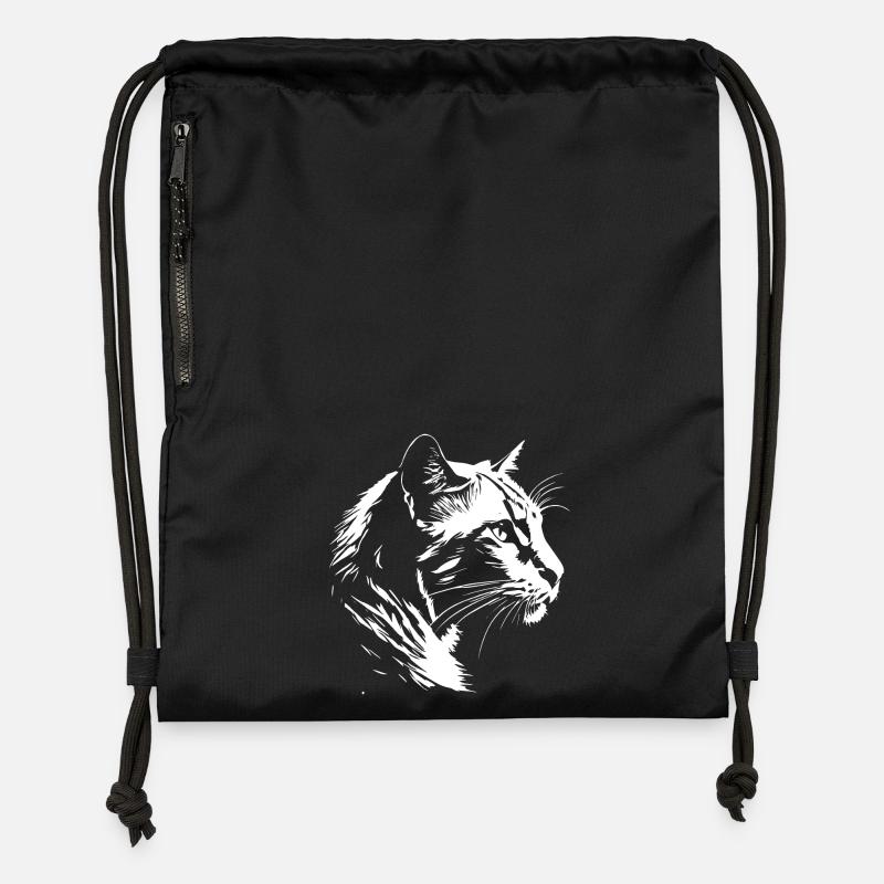 Chat 5 - Sac à cordon en polyester recyclé - noir