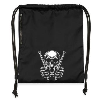 Skull mit Drumsticks in Knochenhänden - Turnbeutel aus Recycling-Material - military Green - Vorne