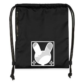 Silhouette du lapin-patchwork - Sac à cordon en polyester recyclé - military green - Devant